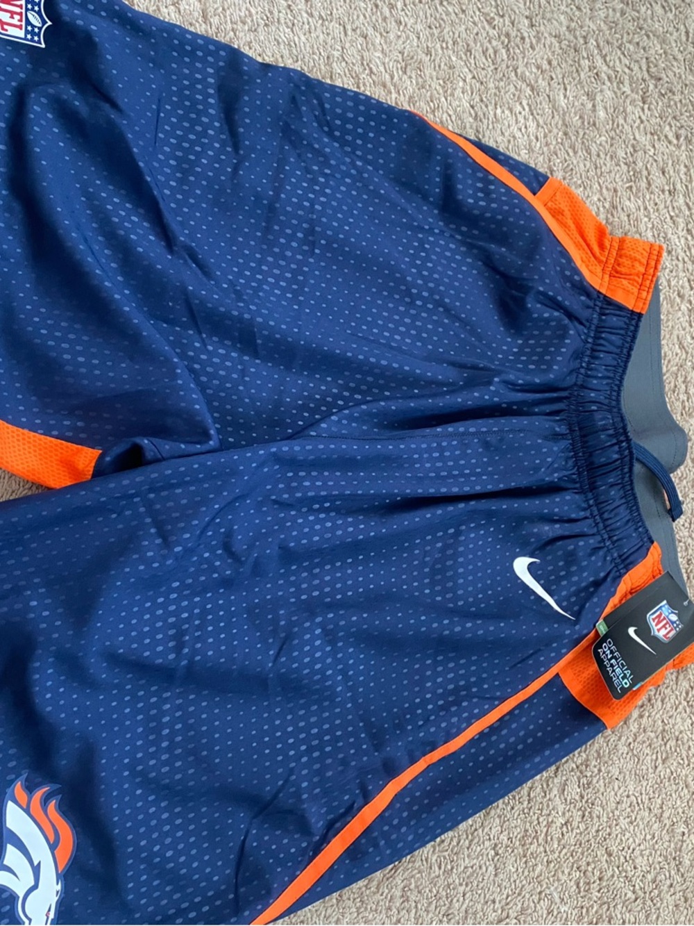 Nike Navy & Orange Denver Broncos Athletic Shorts